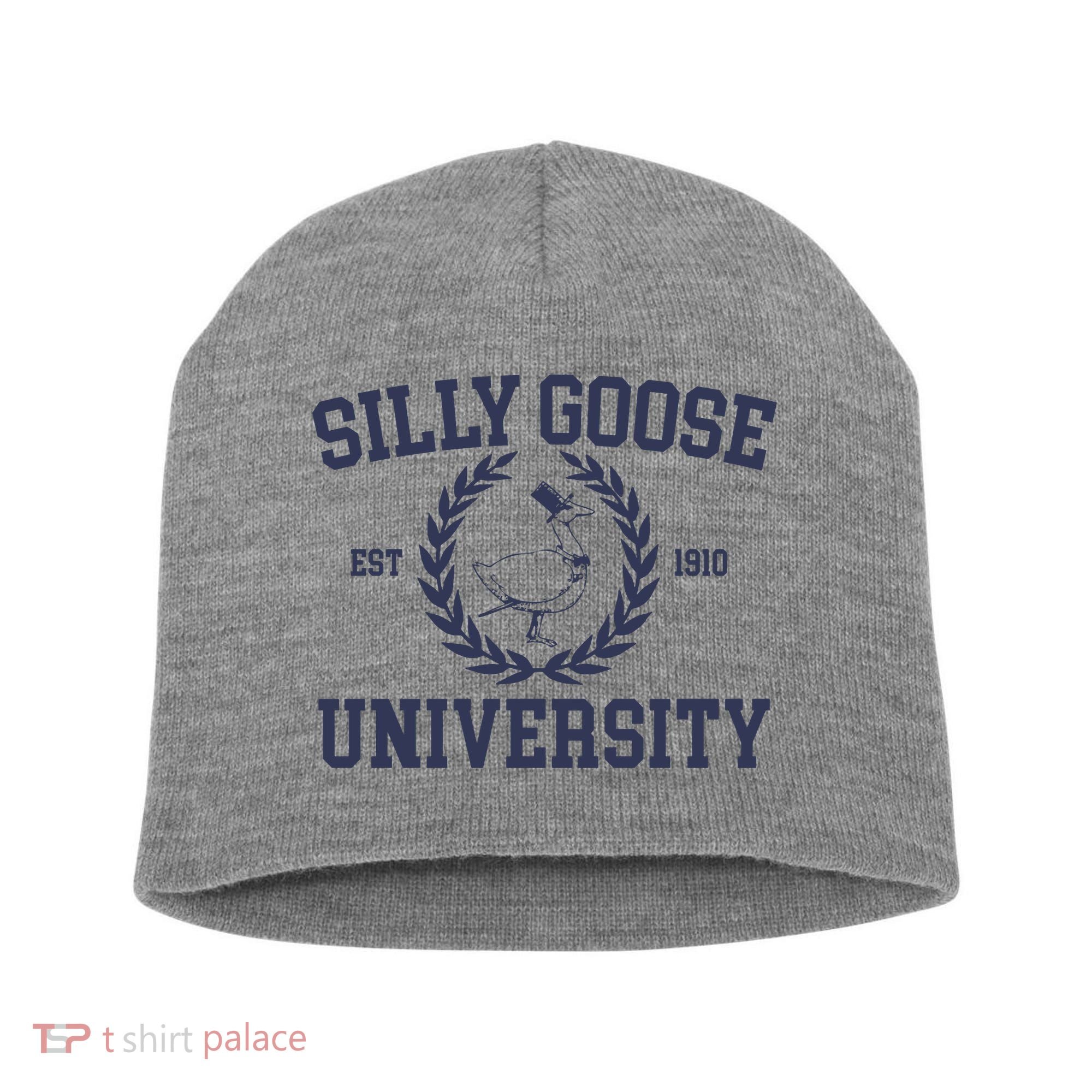 Silly Goose University Funny Silly Goose Meme Bird Lover Short Acrylic Beanie