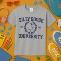 Silly Goose University Funny Silly Goose Meme Bird Lover Kids T-Shirt thumb 3
