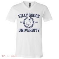 Silly Goose University Funny Silly Goose Meme Bird Lover V-Neck T-Shirt thumb 0