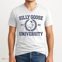 Silly Goose University Funny Silly Goose Meme Bird Lover V-Neck T-Shirt thumb 2