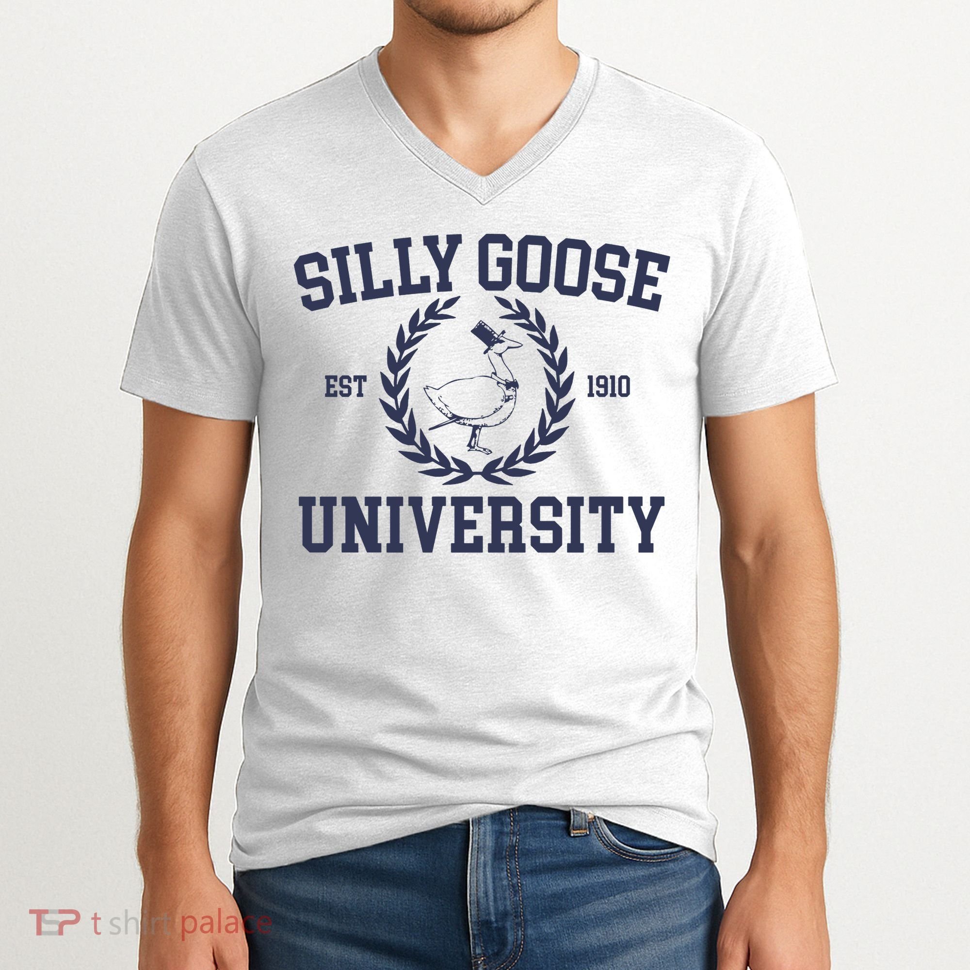 Silly Goose University Funny Silly Goose Meme Bird Lover V-Neck T-Shirt
