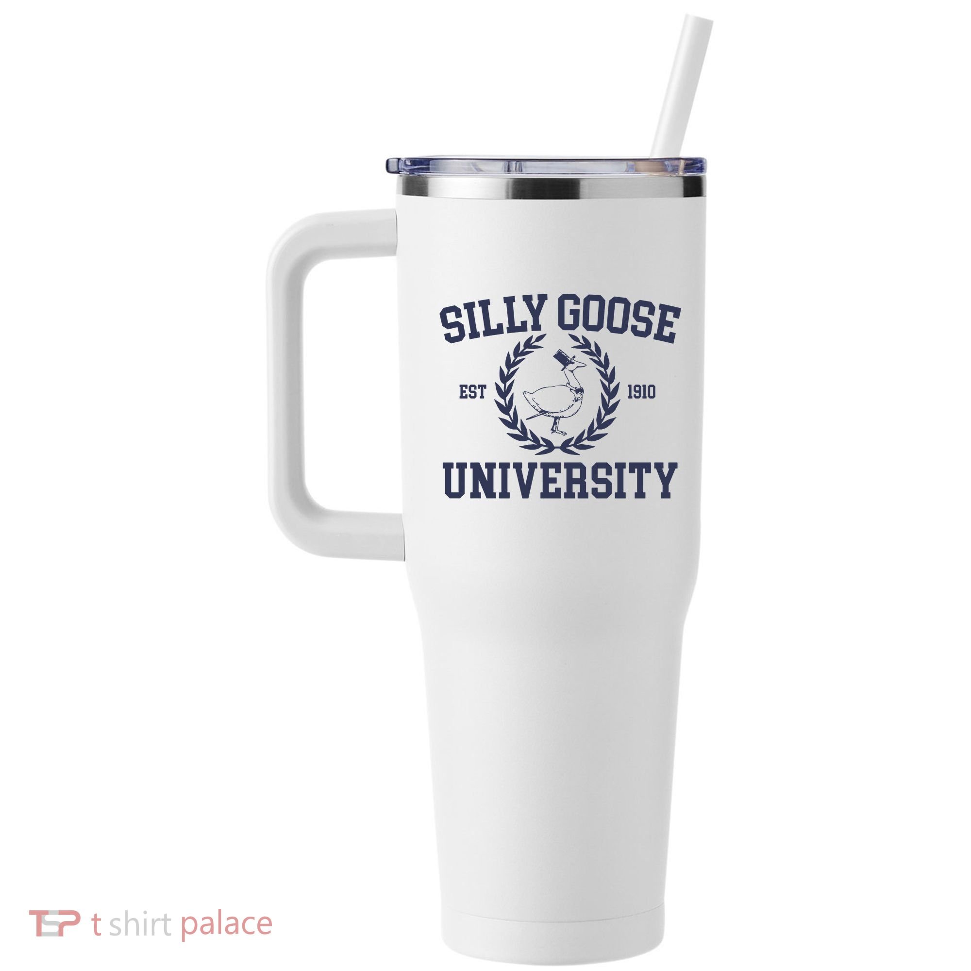 Silly Goose University Funny Silly Goose Meme Bird Lover 40oz Vacuum Insulated Stainless Steel Travel Tumbler