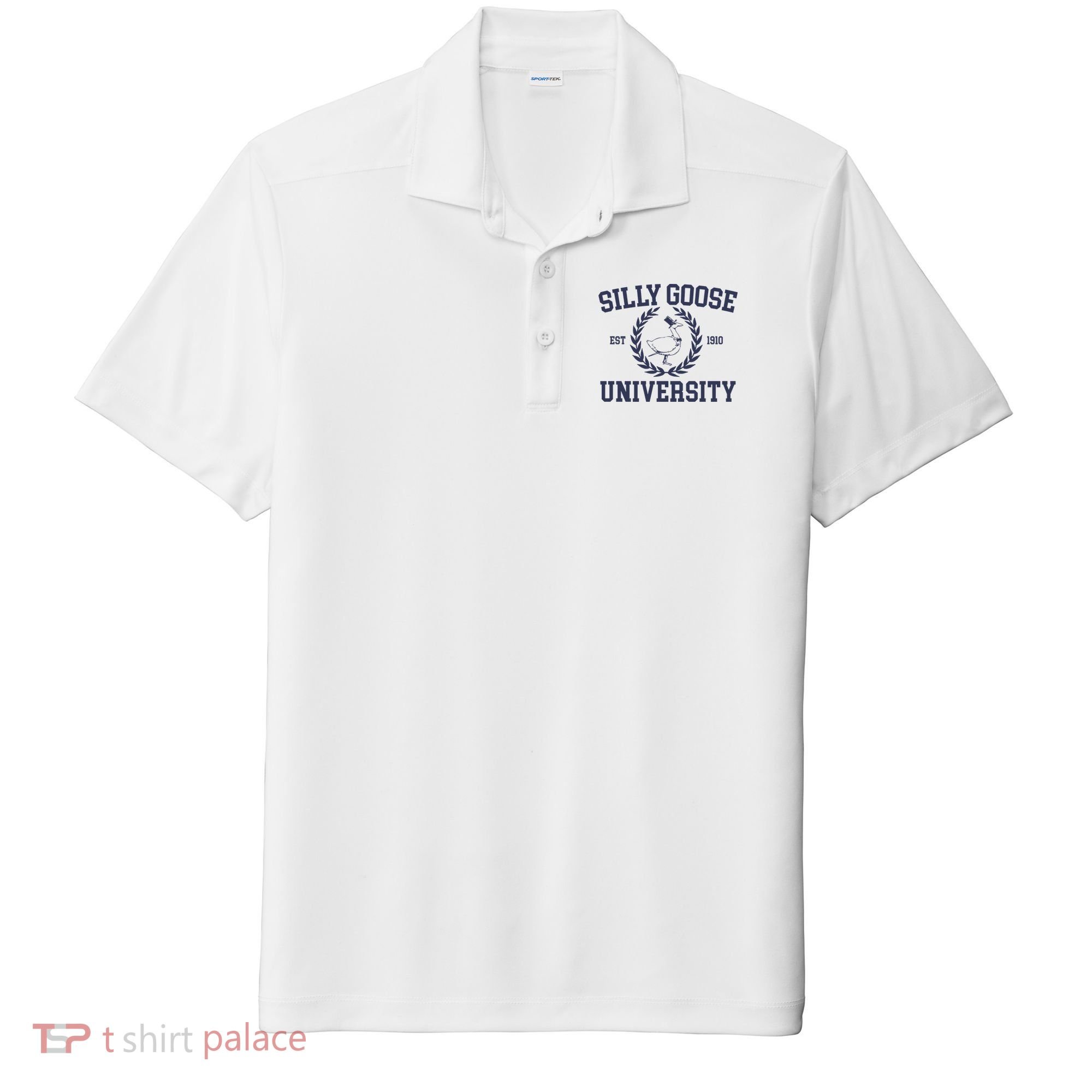 Silly Goose University Funny Silly Goose Meme Bird Lover Sport-Tek Posi-UV Pro Polo