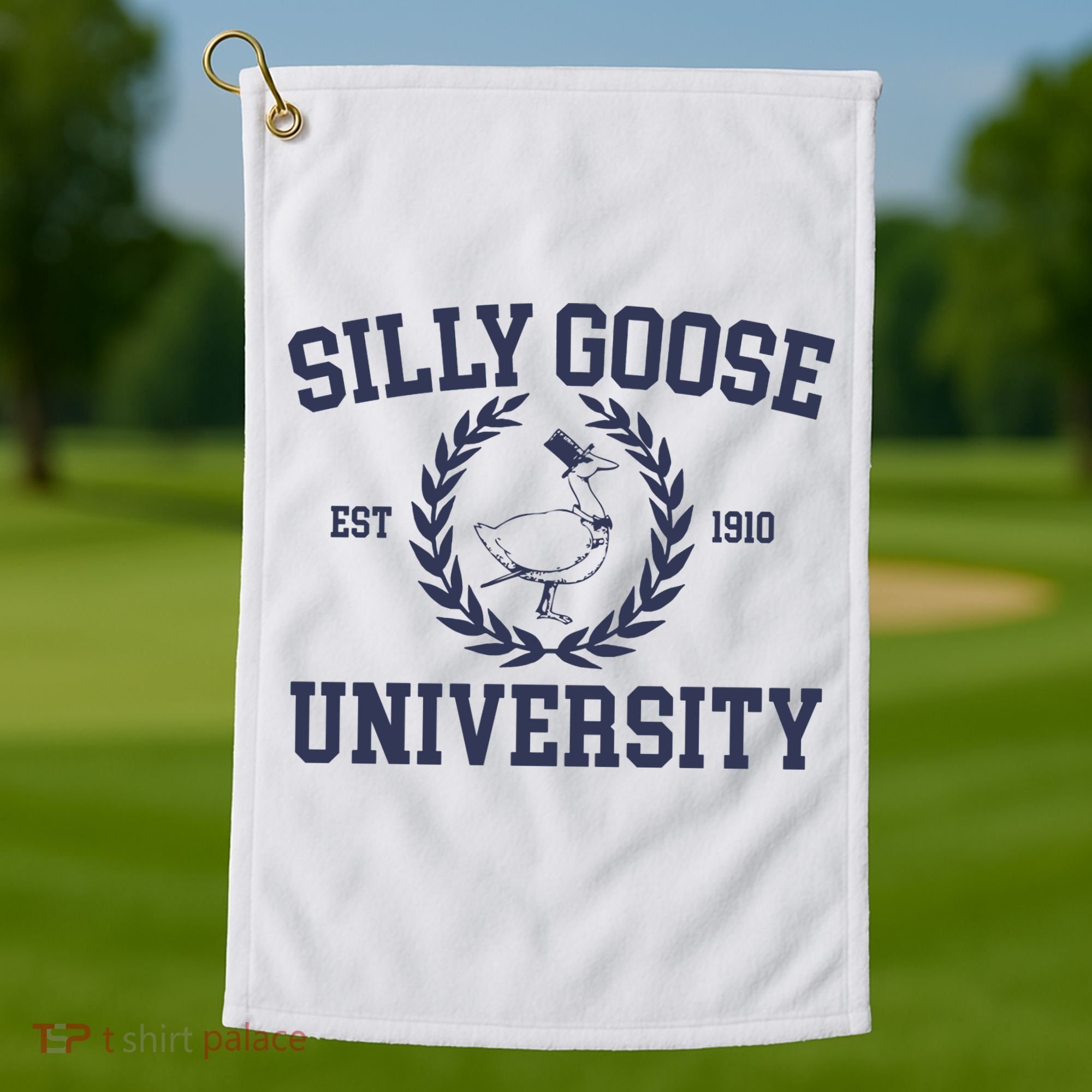 Silly Goose University Funny Silly Goose Meme Bird Lover Golf Towel
