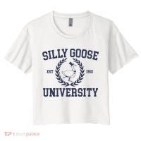 Silly Goose University Funny Silly Goose Meme Bird Lover Women's Crop Top Tee thumb 0