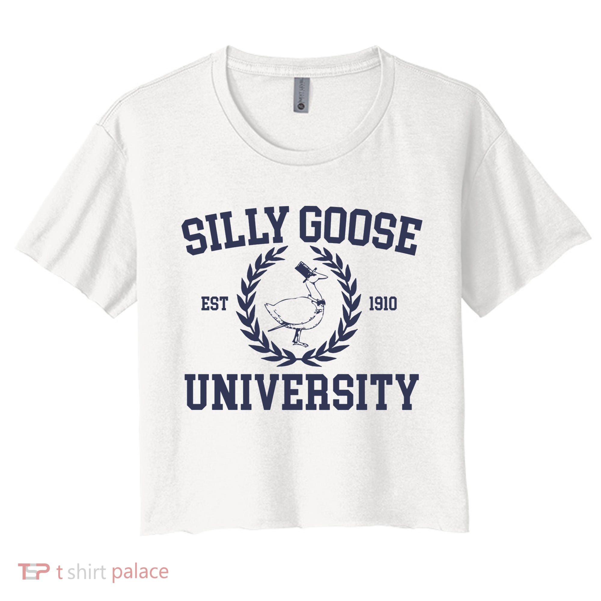 Silly Goose University Funny Silly Goose Meme Bird Lover Women's Crop Top Tee