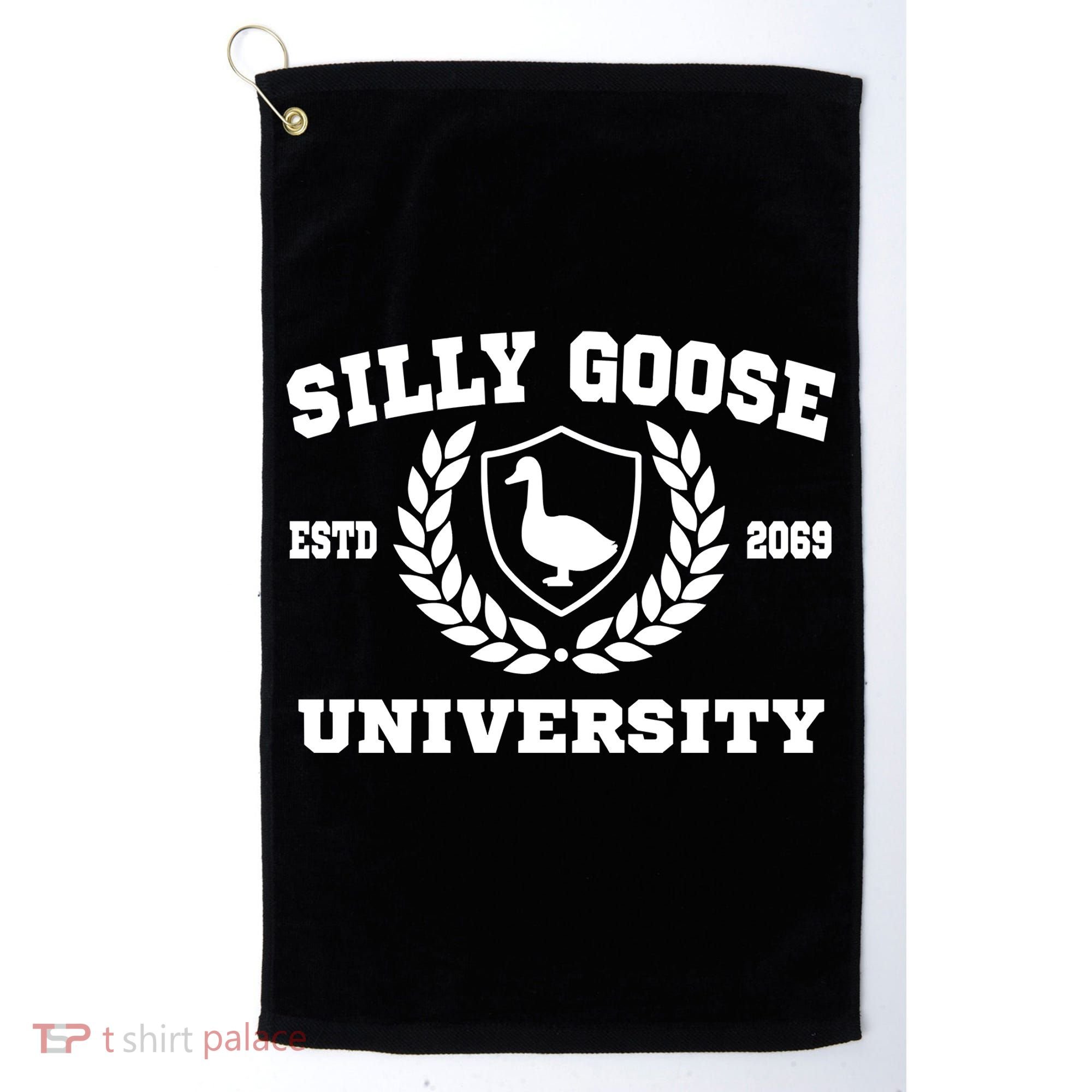 Silly Goose University Funny Meme School Bird Golf Towel