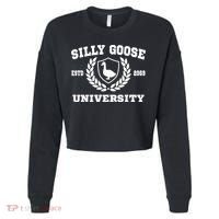 Silly Goose University Funny Meme School Bird Cropped Pullover Crew thumb 0