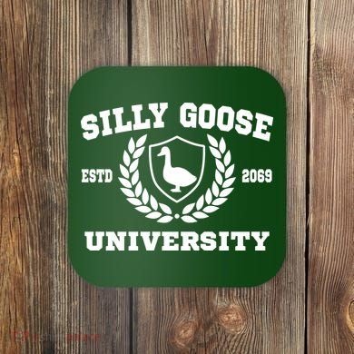 Silly Goose University Funny Meme School Bird Coaster