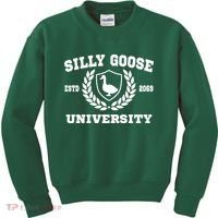 Silly Goose University Funny Meme School Bird Kids Sweatshirt thumb 0
