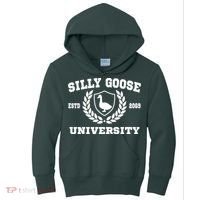 Silly Goose University Funny Meme School Bird Kids Hoodie thumb 0