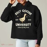 Silly Goose University School Of Silly Birds Sweatshirt Ladies Heavyweight Boxy Pullover Hoodie thumb 0