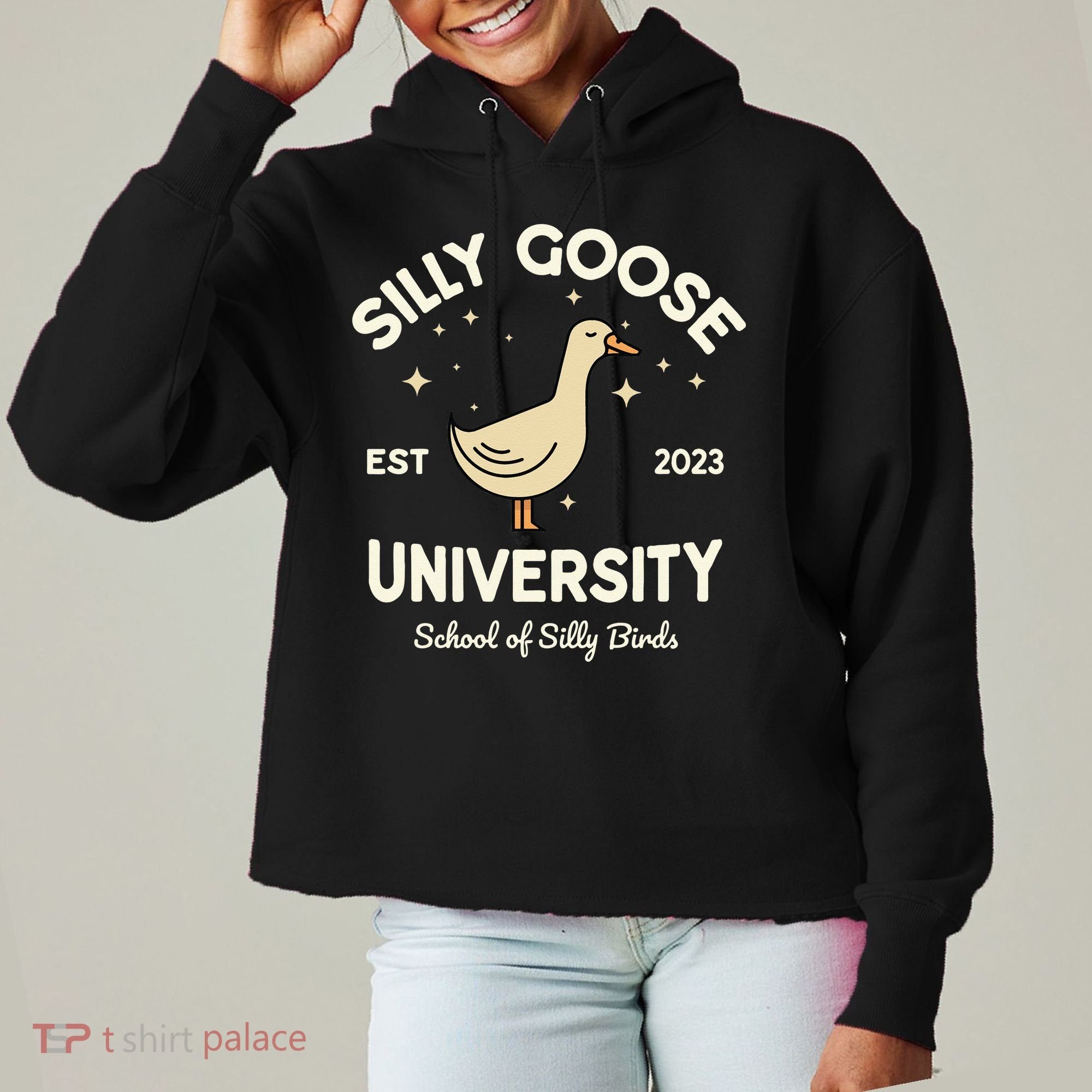 Silly Goose University School Of Silly Birds Sweatshirt Ladies Heavyweight Boxy Pullover Hoodie