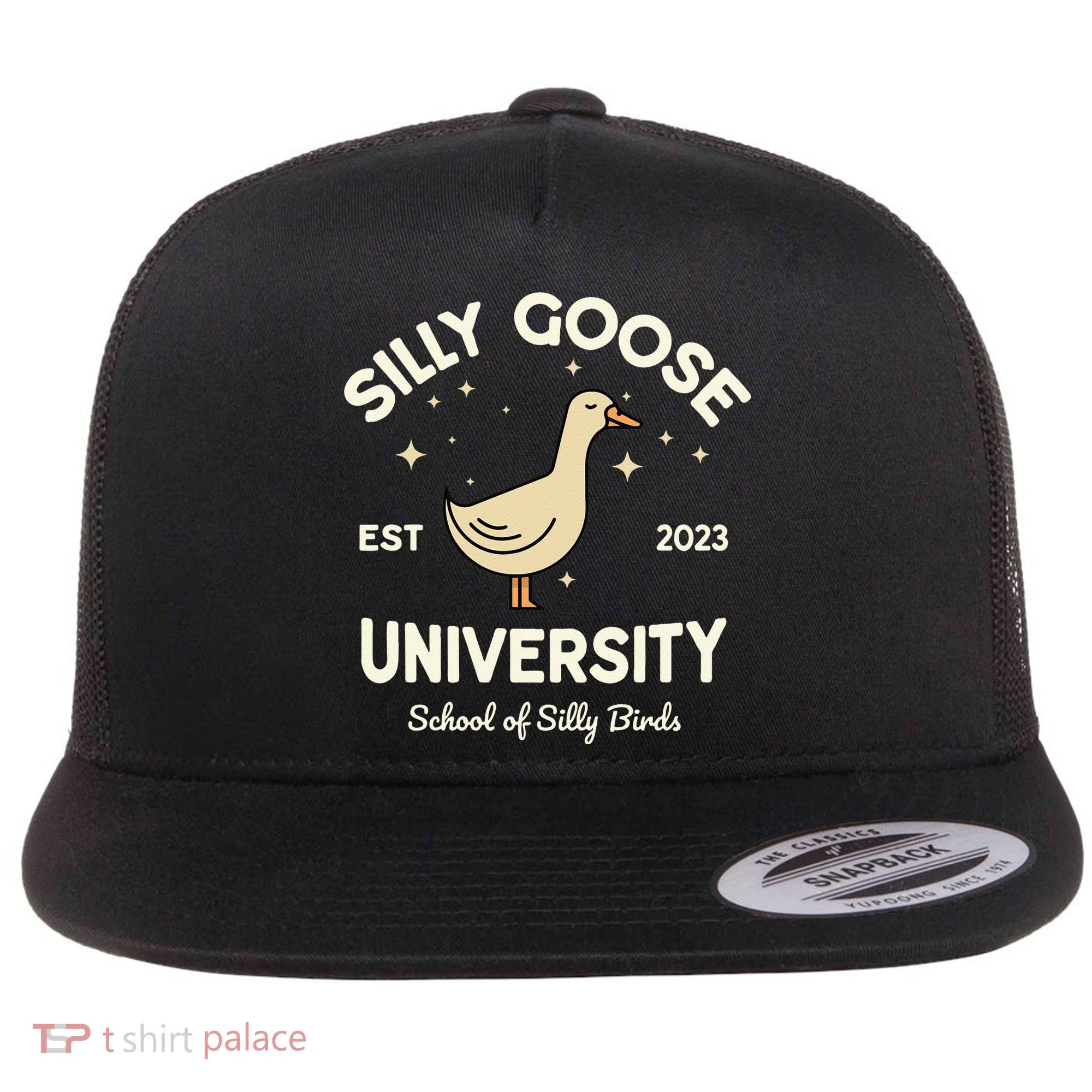 Silly Goose University School Of Silly Birds Sweatshirt Flat Bill Trucker Hat