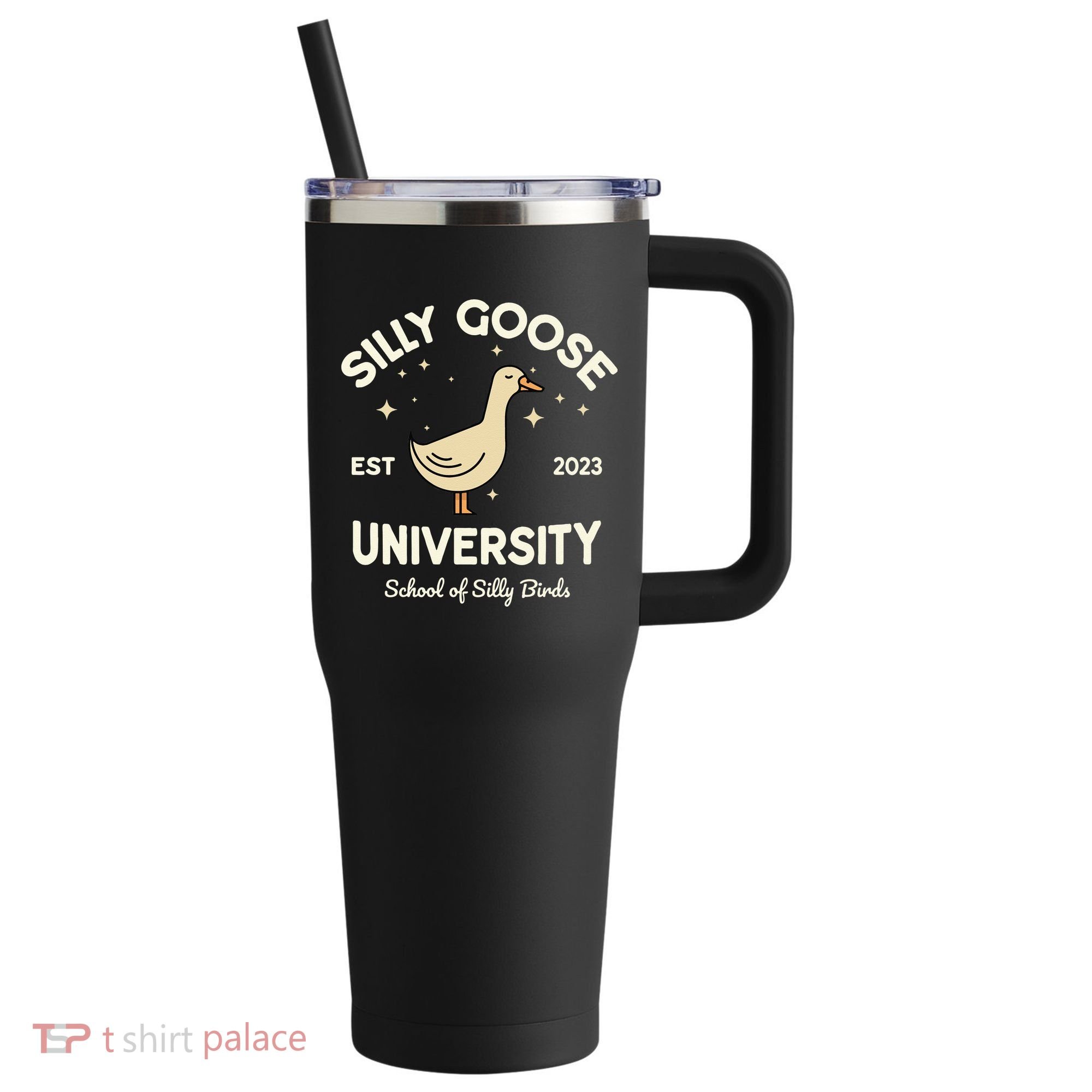 Silly Goose University School Of Silly Birds Sweatshirt 40oz Vacuum Insulated Stainless Steel Travel Tumbler