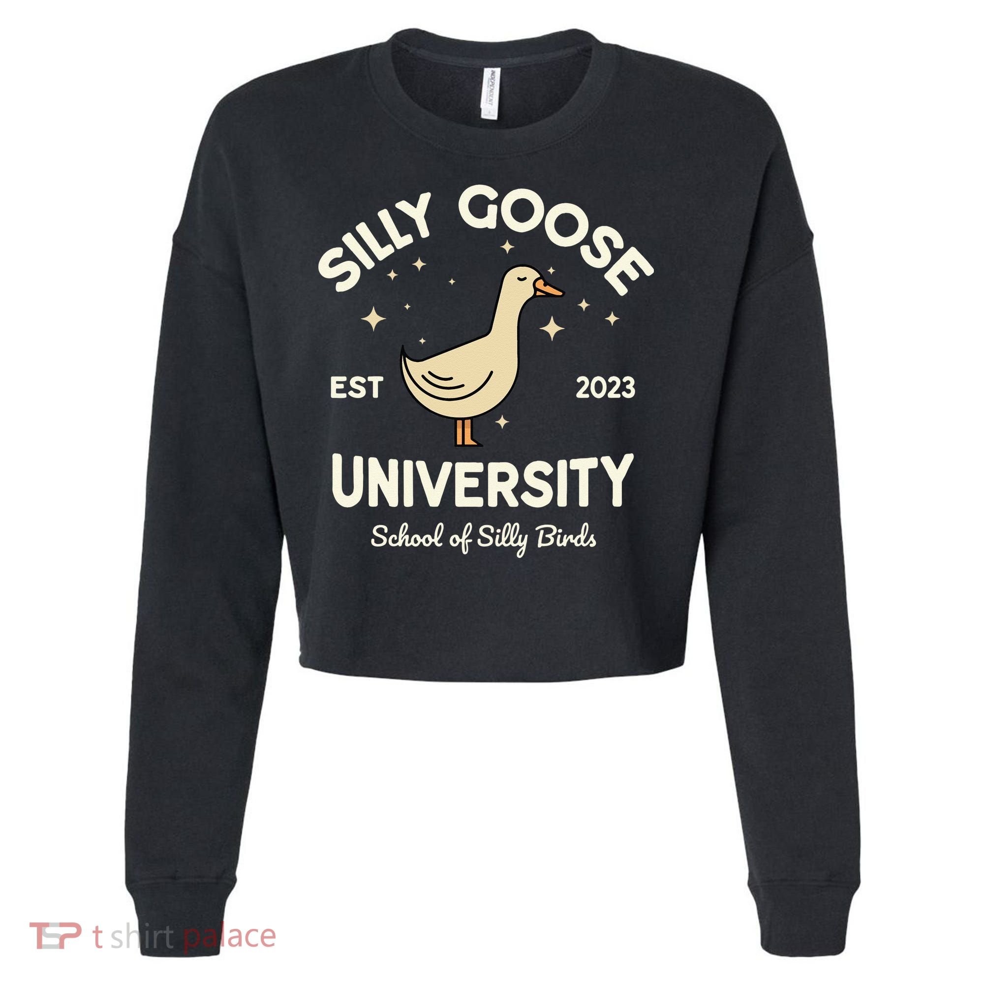Silly Goose University School Of Silly Birds Sweatshirt Cropped Pullover Crew