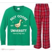 Silly Goose University School Of Silly Birds Sweatshirt Kids Long Sleeve Plaid Pajama Set thumb 0