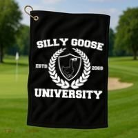Silly Goose University Silly Goose Meme Funny Golf Towel thumb 1