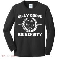 Silly Goose University Silly Goose Meme Funny Kids Long Sleeve Shirt thumb 0