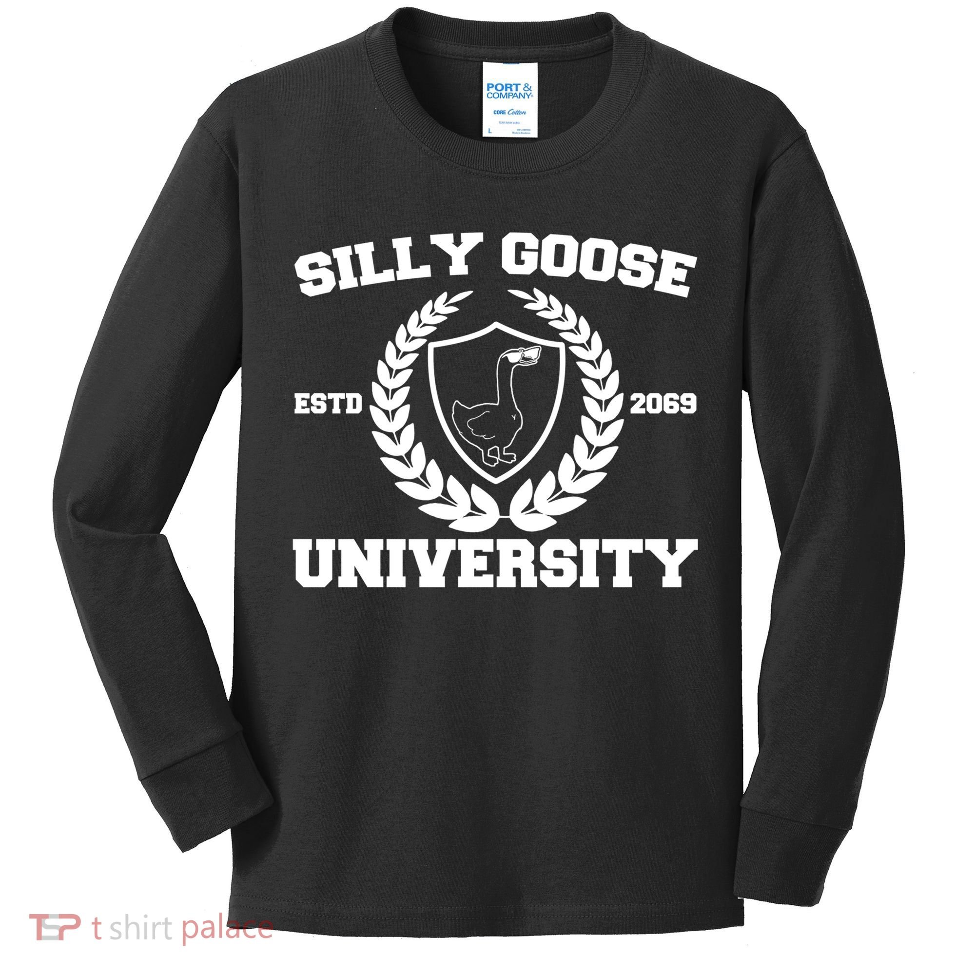 Silly Goose University Silly Goose Meme Funny Kids Long Sleeve Shirt
