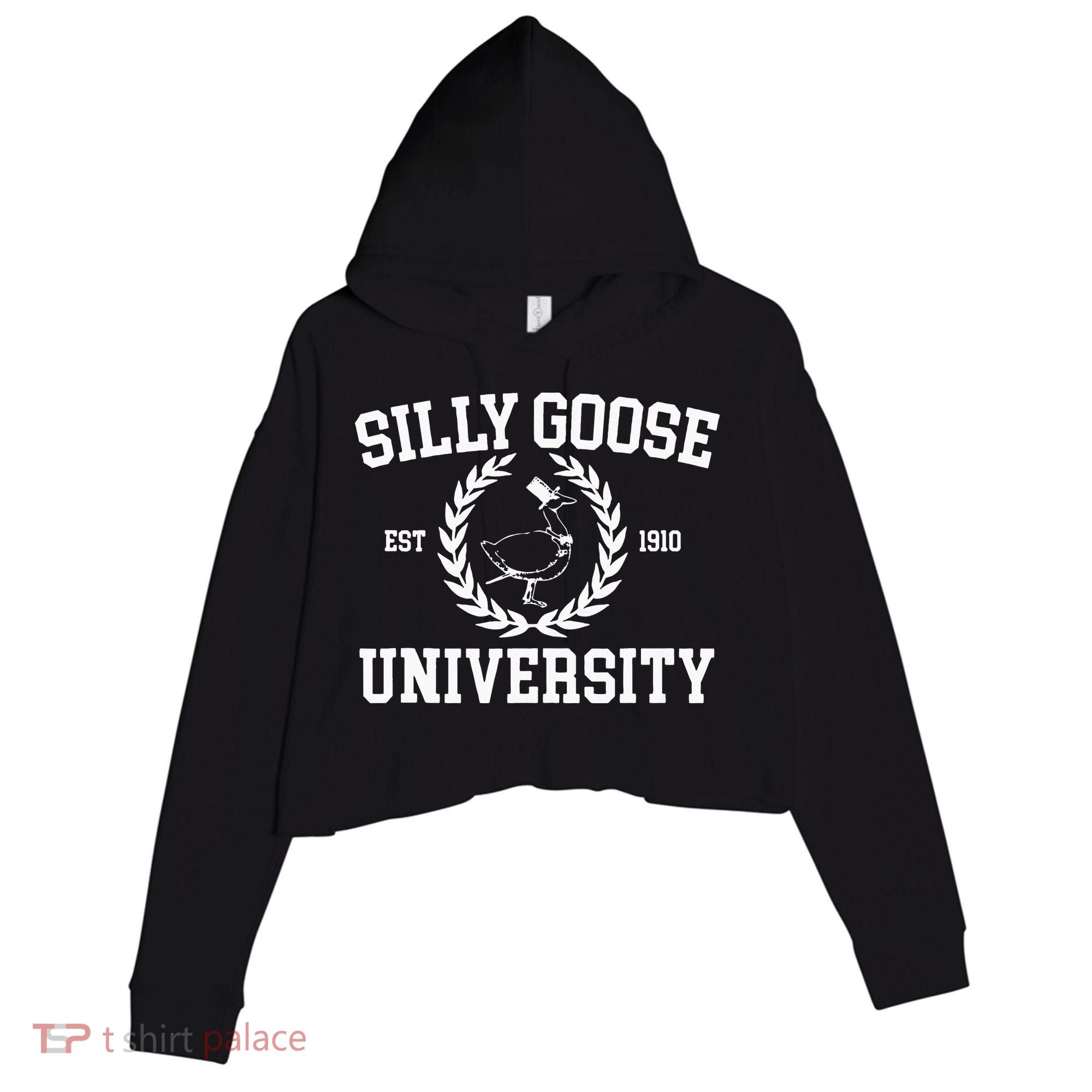 Silly Goose University Silly Goose Meme Crop Fleece Hoodie