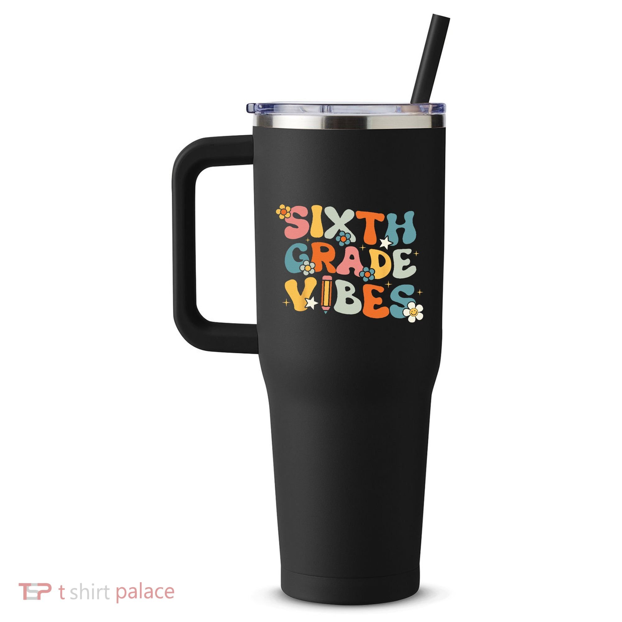 Sixth Grade Vibes Back To School Retro 6th Grade Teachers 40oz Vacuum Insulated Stainless Steel Travel Tumbler