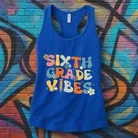 Sixth Grade Vibes Back To School Retro 6th Grade Teachers Women's Tank Top thumb 3