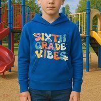 Sixth Grade Vibes Back To School Retro 6th Grade Teachers Kids Hoodie thumb 2