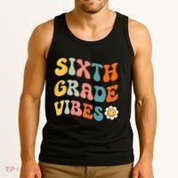 Sixth Grade Vibes Retro 6th Grade Team 1st Day Of School Tank Top thumb 3
