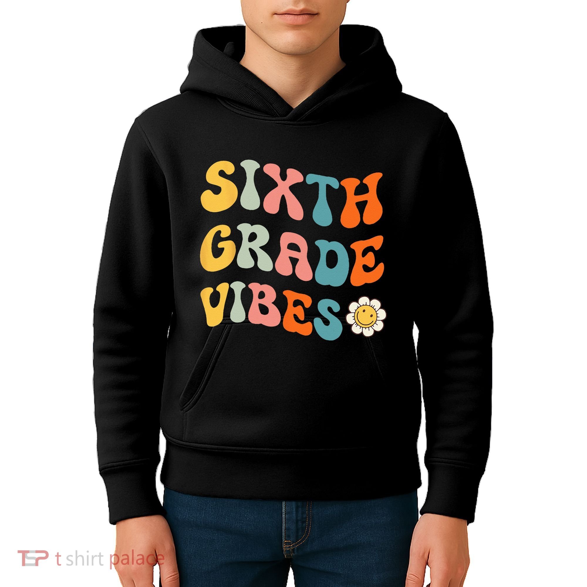 Sixth Grade Vibes Retro 6th Grade Team 1st Day Of School Kids Hoodie