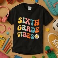 Sixth Grade Vibes Retro 6th Grade Team 1st Day Of School Kids T-Shirt thumb 3