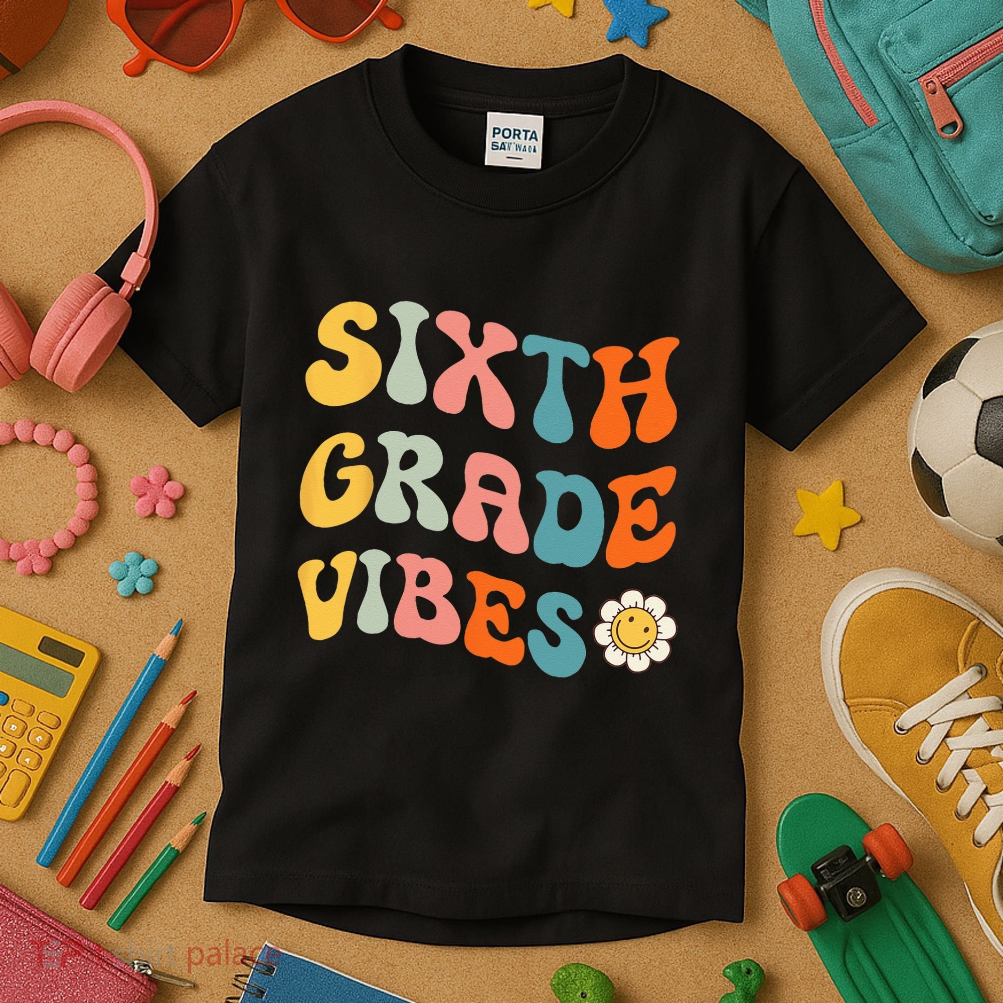 Sixth Grade Vibes Retro 6th Grade Team 1st Day Of School Kids T-Shirt