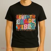 Seventh Grade Vibes 7th Grade Team Retro 1st Day Of School T-Shirt thumb 3