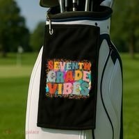 Seventh Grade Vibes 7th Grade Team Retro 1st Day Of School Golf Towel thumb 2