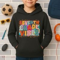 Seventh Grade Vibes 7th Grade Team Retro 1st Day Of School Kids Hoodie thumb 2