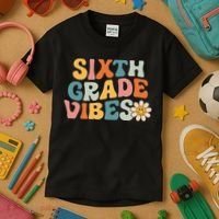 Sixth Grade Vibes 6th Grade Team Retro 1st Day Of School Kids T-Shirt thumb 3