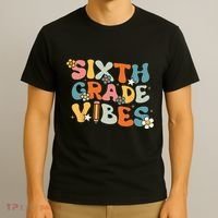 Sixth Grade Vibes Back To School Retro 6th Grade Teachers T-Shirt thumb 3