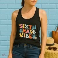 Sixth Grade Vibes Back To School Retro 6th Grade Teachers Women's Tank Top thumb 2