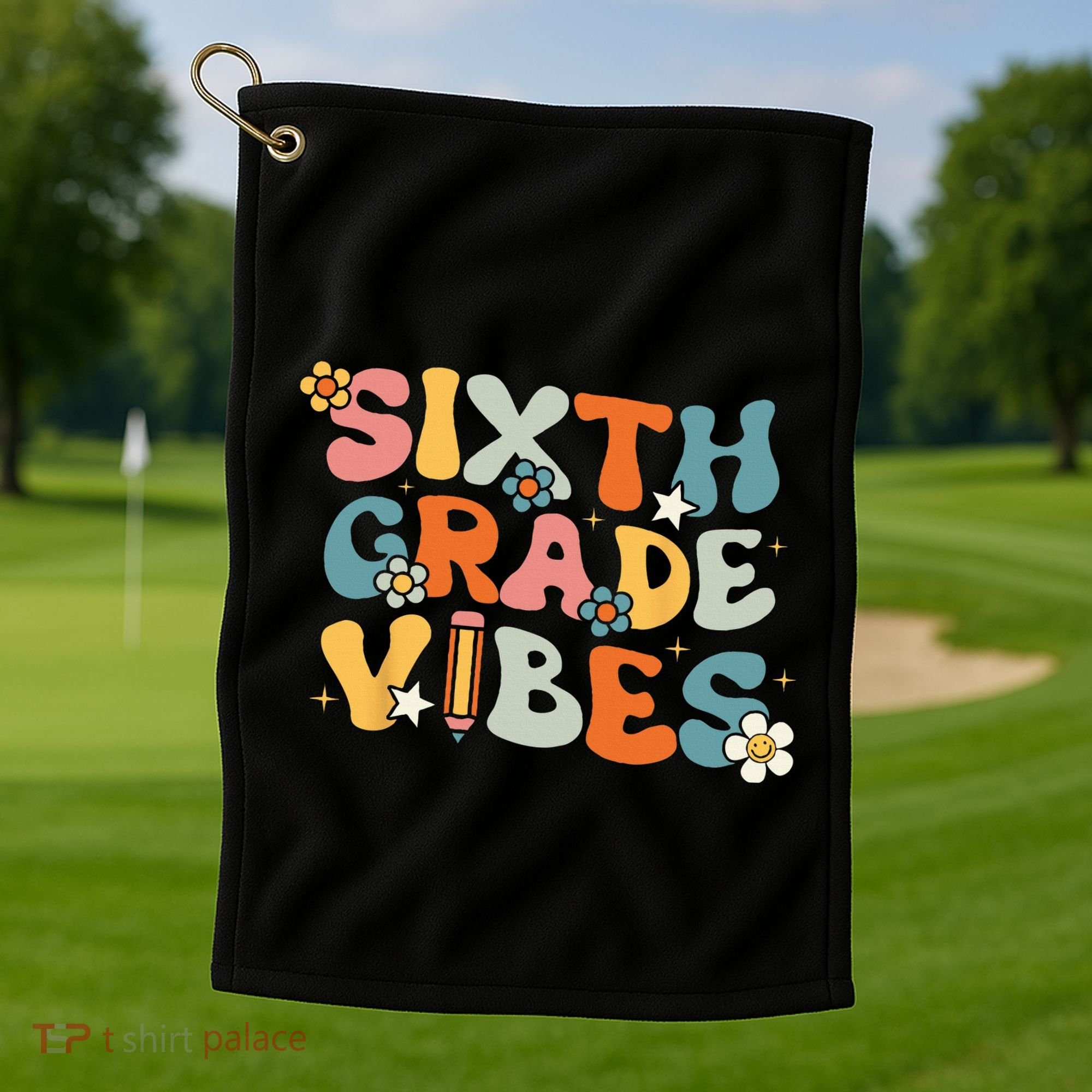 Sixth Grade Vibes Back To School Retro 6th Grade Teachers Golf Towel