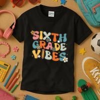 Sixth Grade Vibes Back To School Retro 6th Grade Teachers Kids T-Shirt thumb 3