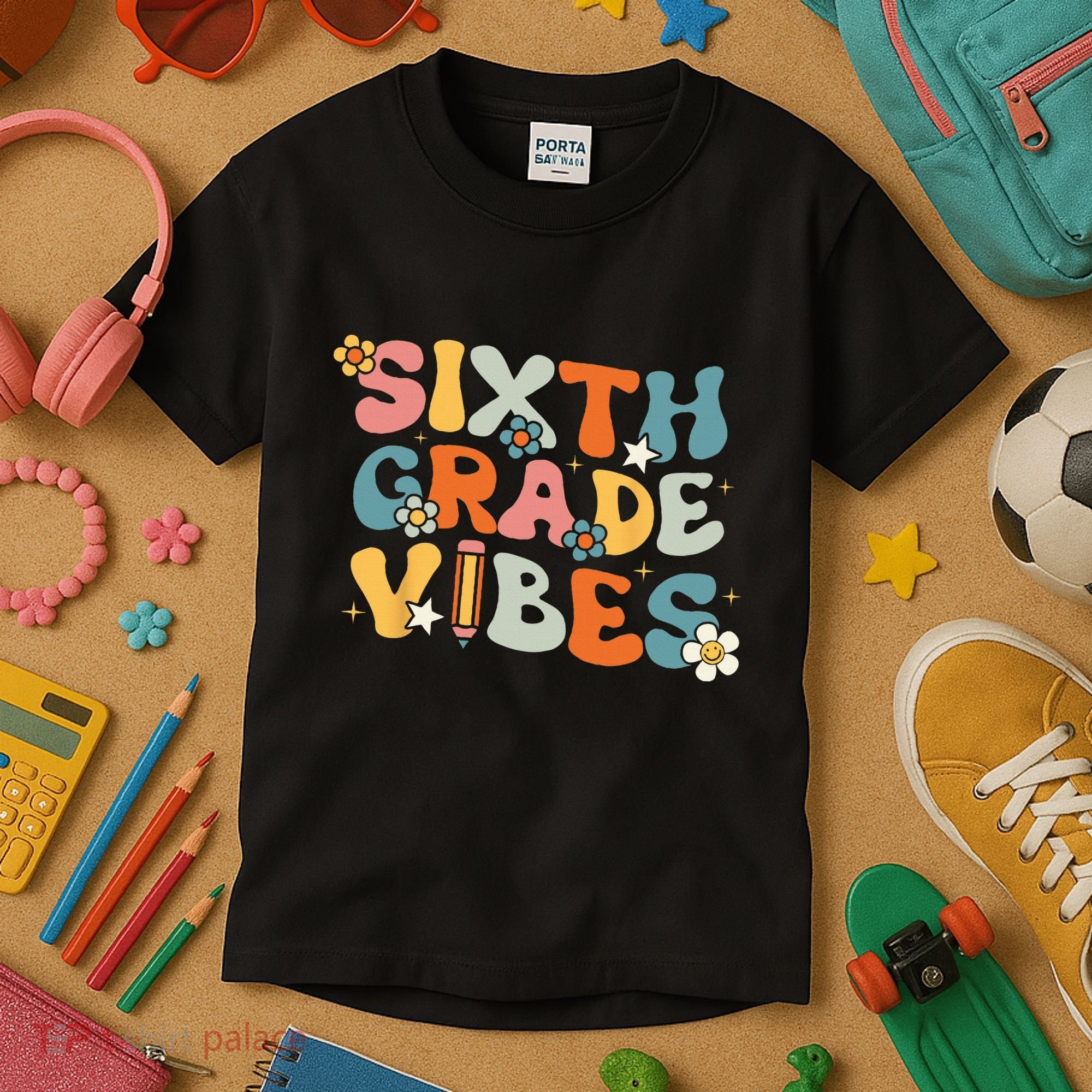 Sixth Grade Vibes Back To School Retro 6th Grade Teachers Kids T-Shirt