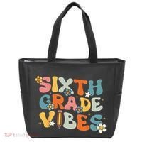 Sixth Grade Vibes Back To School Retro 6th Grade Teachers Tote Bag thumb 0