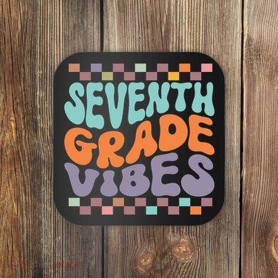 Seventh Grade Vibes Retro Groovy 7th Grade Back To School Gift Coaster