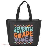 Seventh Grade Vibes Retro Groovy 7th Grade Back To School Gift Tote Bag thumb 0