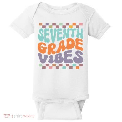 Seventh Grade Vibes Retro Groovy 7th Grade Back To School Gift Baby Bodysuit