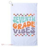 Seventh Grade Vibes Retro Groovy 7th Grade Back To School Gift Golf Towel thumb 0