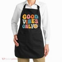 Summer Good Vibes Only Groovy Retro Beach Hawaii Vacation Apron thumb 2