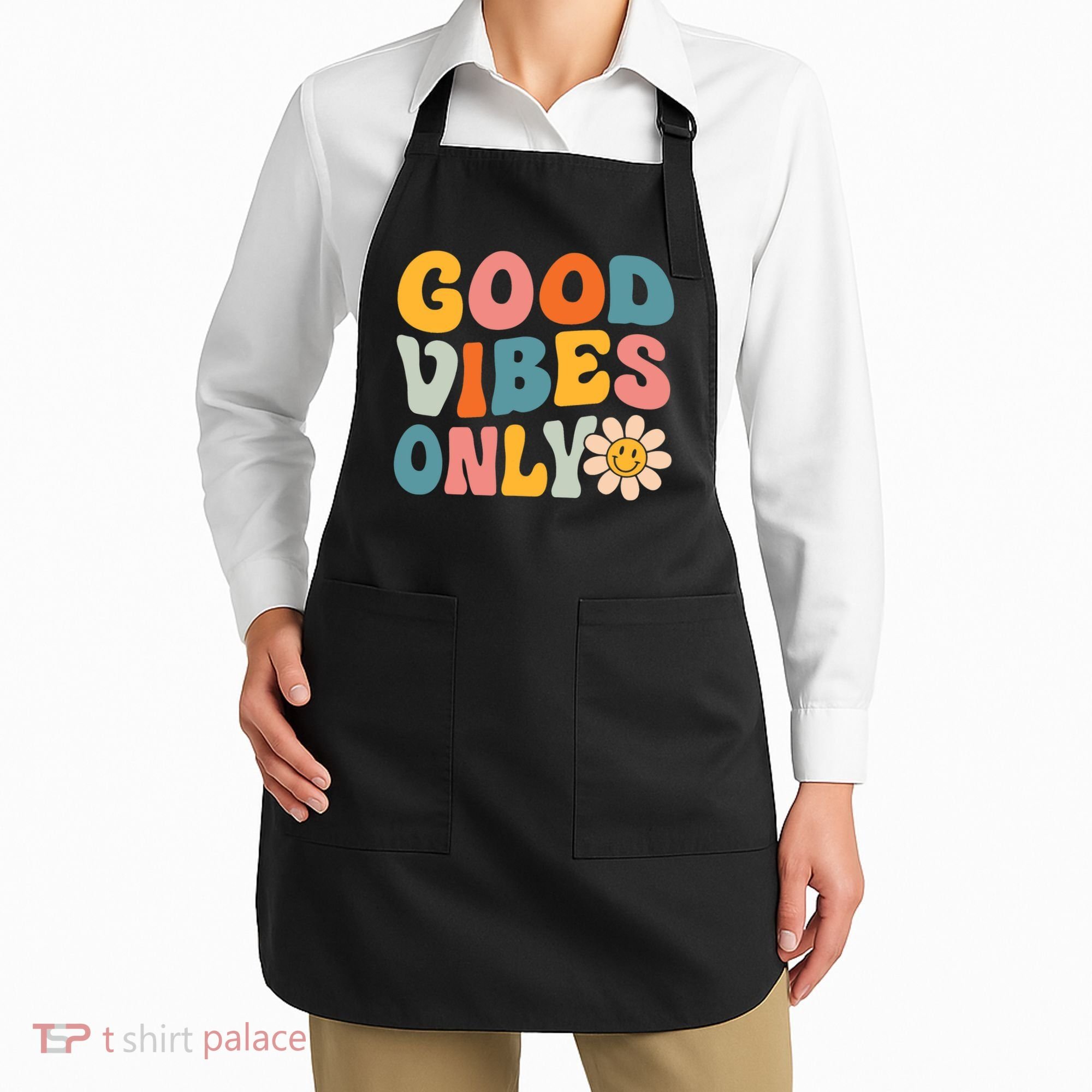 Summer Good Vibes Only Groovy Retro Beach Hawaii Vacation Apron