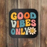 Summer Good Vibes Only Groovy Retro Beach Hawaii Vacation Coaster thumb 0