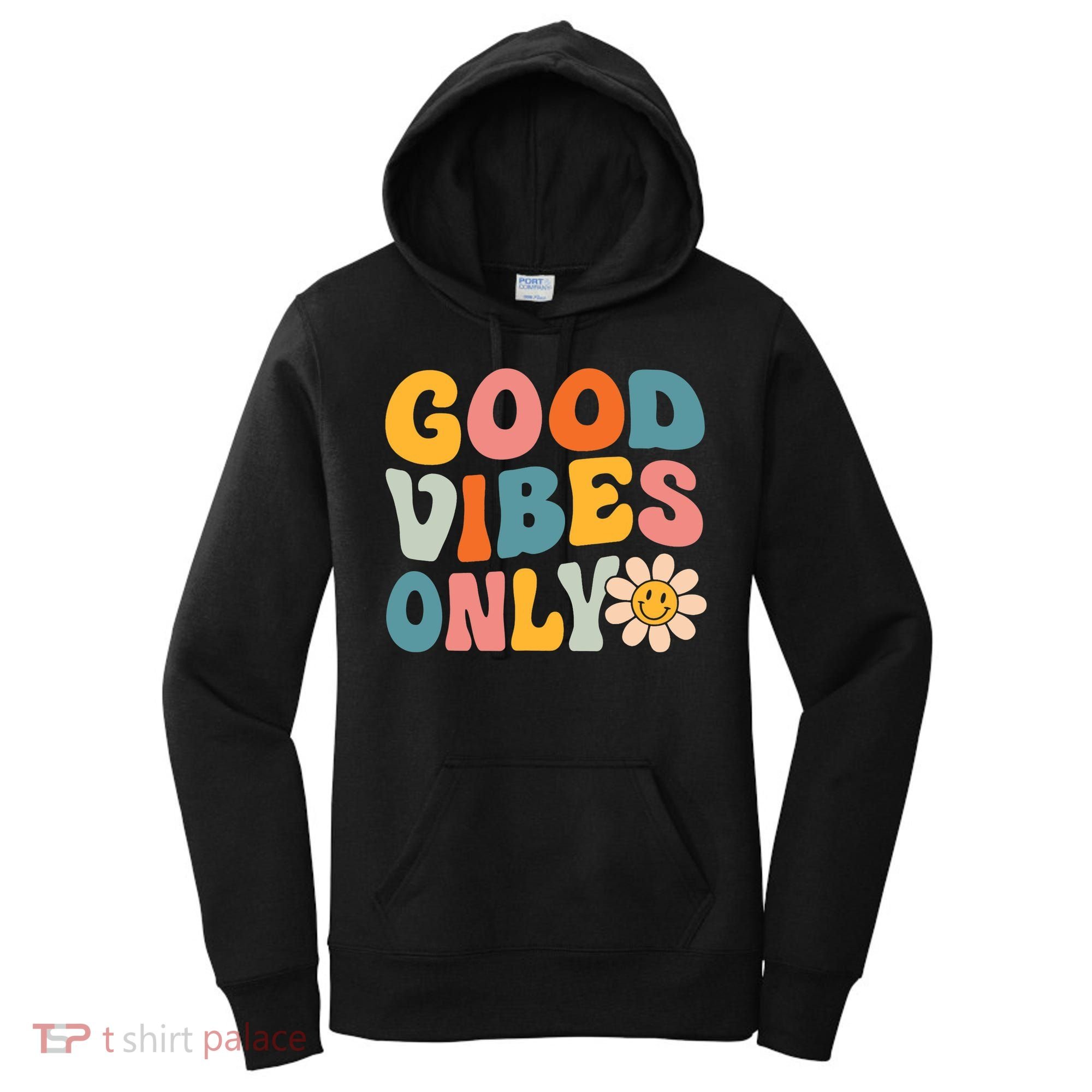 Summer Good Vibes Only Groovy Retro Beach Hawaii Vacation Women's Hoodie